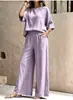 Conjunto Casual Versátil 2026 para Mujer, Cuello Redondo, Pulóver, Tendencia Europea Americana, Algodón Verano Nuevo, Dos Piezas, Holgado