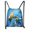 Nueva Bolsa con Cordón de Minecraft para Niños, Bolsa de Almacenamiento Grande, Mochila Casual Portátil para Estudiantes al Aire Libre