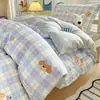 Juego de ropa de cama de tres piezas para dormitorio estudiantil, 100% algodón Clase A, estilo sábana bajera, sábana 100% algodón 90x190 para litera y funda de edredón