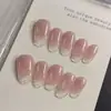 [Original de Ling Luo] Color Nude Delicado, Suave y Etéreo, Tipo Gelatina, Arte de Uñas Hecho a Mano Ojo de Gato Francés Atmosférico