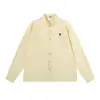Camisa de Algodão com Bordado de Coração Pequeno Transfronteiriça de Comércio Exterior para Homens e Mulheres, Top Casual Colorido Xadrez Listrado de Manga Longa com Gola Reversível