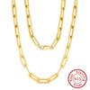 Huasheng Diversas Especificaciones de Collares de Clip de Papel en Plata 925 y Oro de 14K, Cadena Lisa Unisex, Cadena para la Clavícula, Venta Directa del Fabricante