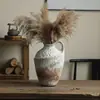 Jarrón de Cerámica Estilo Wabi-Sabi de Jingdezhen, Florero Hecho a Mano con Manchas Vintage, Adorno Decorativo para Hotel y Casa de Huéspedes con Flores Secas