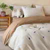 Conjunto de Roupa de Cama de Jacquard Bordado em Algodão de Alta Qualidade com Quatro Peças, Capa de Edredom de Algodão Puro de Luxo Leve, Lençol de Cama, Conjunto de Três Peças para Dormitório Estudantil