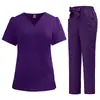 Roupas de Lavar à Mão Uniforme de Enfermeira Hospitalar Trabalho Clube Spa Salão de Beleza Fino de Secagem Rápida Feminino Novo Laço Cor Pura
