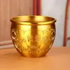 Jarrón de Cien Bendiciones de Latón Cuenco del Tesoro Tallado Exquisitamente Carácter Fu Atracción de Riqueza Recipiente de Arroz Adorno de Cobre para Oficina Artesanía Gran Utensilio de Cobre