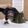 Traje de Verano para Niños Nueva Moda Bebé Verano Niños Delgado Dibujos Animados Cuello Redondo Manga Corta Conjunto de Dos Piezas Venta Directa