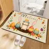 Felpudo de Diatomeas para Pascua Transfronterizo, Alfombrilla Antideslizante Absorbente de Agua para Baño, Felpudo para Puerta de Entrada con Decoración de Conejo y Huevo