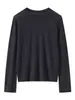 Nuevo Estilo Primavera y Otoño 2026 Suéter de Punto 100% Lana Fina Manga Larga para Mujer Color Sólido Holgado Jersey Camiseta Base Superior