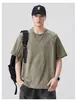 Estilo Verão 2026 Novo Top Masculino de Manga Curta com Gola Redonda, Patchwork com Estampa Tie-Dye Estampada em Aço, Moderno e Versátil, Comprimento Curto