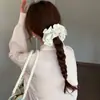 Goma de Pelo Floral Blanca Leche de Estilo Suave para Mujer, Lazo Elegante Estilo Coreano para Moño, Accesorio para el Cabello Dulce y Lindo