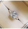 Anillo Zhenrong chapado en plata de ley S925 con diamante de alto carbono estilo japonés de lujo ligero Cuadrado de 2 quilates diamante artificial en forma de cojín