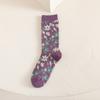 Otoño e invierno Nuevos calcetines de pata de gallo morados Estilo académico japonés doble aguja doble camino retro Calcetines de algodón coreano al por mayor