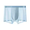 Roupa Íntima Masculina de Seda de Gelo Verão Fina Respirável Antibacteriana Virilha Confortável Cuecas Boxer Briefs Sem Costura Shorts de Quatro Cantos