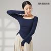 Roupas de Prática de Dança Moderna com Decote Quadrado para Mulheres, Tops Modeladores de Corpo de Manga Comprida para Outono, Roupas de Dança Clássica Diagonais para Apresentação de Professor