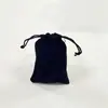 Bolsa de cordón de franela negra 5*7 cm directa de fábrica, bolsa flocked a prueba de polvo para anillos, collares y muestras de cosméticos