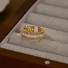 Anel Aberto de Alto Padrão Estilo Luxo Leve, Design Simples e Versátil para o Dia a Dia, Anel para Dedo Indicador Exquisito e Elegante com Abertura Ajustável