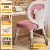 Cadeira de Aprendizagem Infantil para Uso Doméstico, Cadeira de Estudante com Altura Ajustável e Encosto de Urso, Cadeira Elevatória de Quatro Pernas para Corrigir a Postura Sentada