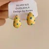 Aretes de Medio Aro con Puntos de Ola Amarillo Leche Gota de Aceite Aretes de Temperamento de Alta Calidad Aretes Frescos de Primavera y Verano para Mujer Aguja de Plata 925