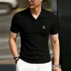 Camisa Polo Bordada de Oso Simple para Hombre, Camiseta de Verano de Cuello con Estilo, Manga Corta para Hombre