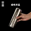 Rongshantang Termómetro Mecánico de Pantalla Titanio Puro Magnético Aislado Nueva Gran Capacidad Taza para Preparar Té para Hombres Taza con Separación de Té y Agua