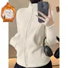 Chamarra de Yoga con Forro de Polar Otoño Invierno Cuello Alto Cremallera Ropa de Fitness Adelgazante Calidez Top Deportivo Manga Larga Chamarra de Running
