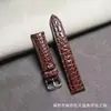 Pulseira de Couro Genuíno Masculina Redonda Jacaré Couro de Vaca Fivela de Pino Fivela Borboleta Dupla Pressão Pulseira de Relógio Acessórios Femininos em estoque Atacado