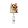 Paquete de Insignias con Pestaña de Tirar y Expresión Divertida de Gato, Portacarnet Retráctil de Rollo, Regalo Temático de Gato, Gadget Divertido Médico de Acrílico