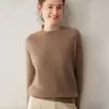 Simples e versátil, macio e amigo da pele, camiseta básica de malha feminina em cashmere de cor sólida, gola redonda, suéter pulôver grosso em tricô trançado para usar em camadas