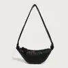 Bolsa Croissant Feminina Transversal Textura de Pele de Ovelha Estilo Preguiçoso de Nicho Feminina 2024 Nova Moda Bolsa Bolinho