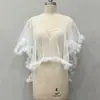 Xale de Renda Elegante Retrô Europeu e Americano Plus Size para Noiva, Estilo Pregueado com Flores Tridimensionais para Acessórios de Vestido de Casamento