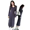 Elegante vestido de primavera y otoño estilo socialité, ajustado, de manga larga para mujer, con diseño que ciñe la cintura, corte ceñido al cuerpo y una abertura en la falda hasta la mitad, venta al por mayor transfronteriza