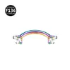F136 Aleación Doble Cabeza Circonita Incrustada Rosca Interna Barra Curva Stud para Ceja 0.9 Rosca Interna 6-10mm Joyería para Piercing Corporal