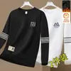 Sudadera con forro polar para hombre, nuevo modelo otoño e invierno 2025, cuello redondo, corte holgado, sin capucha, chaqueta de manga larga para hombre, moderna