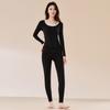Conjunto Térmico Feminino com Renda Redondo Camada Base Forro de Fleece Outono Inverno Menina Jovem Top e Calça Térmicos