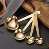 Conjunto de 4 Colheres Medidoras Personalizadas em Aço Inoxidável em Formato de Coração, Copo Medidor para Assar, Colher de Café, Colher para Leite em Pó, Conjunto de Colheres Medidoras