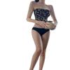 Traje de Baño Coreano Estilo Ins Retro Floral Dulce Top de Tubo Pecho Plano Pequeño Simple con Abertura Traje de Baño para Vacaciones en Aguas Termales para Mujer