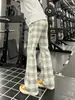 Pantalones a Cuadros Color Albaricoque cleanfit para Hombre Otoño Ligeros Deportivos Micro-Campana Pierna Recta Fitness Americano Casual