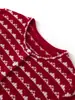 Conjunto estilo Chanel pequeño, top de cárdigan de punto con cuello redondo, abrigo suéter a rayas de cachemira pura para mujer, engrosado para otoño e invierno