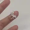 Anillo de Plata de Ley S925 Mariposa con Diamante Brillante, Estilo Dulce y Fresco, Diseño de Pliegues Tridimensionales, Moda Única, Anillo de Diseño de Nicho Personalizado