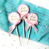 Pastel de Fiesta Decoración Tarjeta en Blanco Serie Polvo Escribir Amor feliz Rosa Tierno cumpleaños Lazo