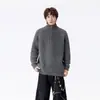 Otoño e Invierno Más Vendido Moda Casual de Marca Tendencia Suéter de Punto con Media Cremallera Fábrica de Suéteres Línea de Prendas de Punto para Hombre Gris Arroz