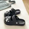 Zapatos Perforados French LazyMary Jane para Mujer Retro con Cordones EVA Verano Exterior Viaje Persona Perezosa Zapatillas de Punta Cerrada
