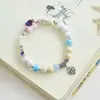 Procesamiento y Personalización de Joyería de Cerámica de Jingdezhen Diseño Original Estilo Étnico Pulsera de Círculo Único Pulsera de Combinación de Colores para Chica Estudiante