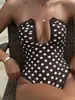 Traje de baño de una pieza retro con tirantes de lunares europeos y americanos transfronterizo para mujer, traje de baño sexy de alta gama ajustado, bikini de una pieza