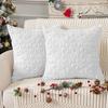 Funda de Almohada Navideña Felpa Copo de Nieve Árbol de Navidad Bordado Cabello Sala de Estar Sofá Cojín Decoración Fiesta Navideña Un Paquete