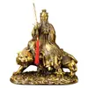 Adorno de Estatua de Latón de Zhang Tianshi Montando un Tigre Adorno Artesanal de Estatua de Zhang Daoling Empuñando Espada de la Montaña Longhu
