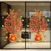 Adesivos de Porta do Ano do Carneiro Decoração de Ano Novo Adesivos para Vidro de Vitrine Saudações de Ano Novo 2027 Adesivos Eletrostáticos Flores de Janela de Ano Novo Festival da Primavera Vitrine