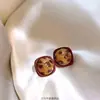 Aretes Ovalados Estilo Maillard Castaño Caramelo Piedra Ojo de Tigre para Mujer, Aretes Vintage Otoño e Invierno, Novedad 2026