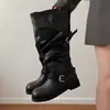 Botas de caballero estilo vintage para mujer, nuevas para otoño e invierno 2026, con suelas gruesas, efecto adelgazante, caña alta ancha, botas vaqueras western